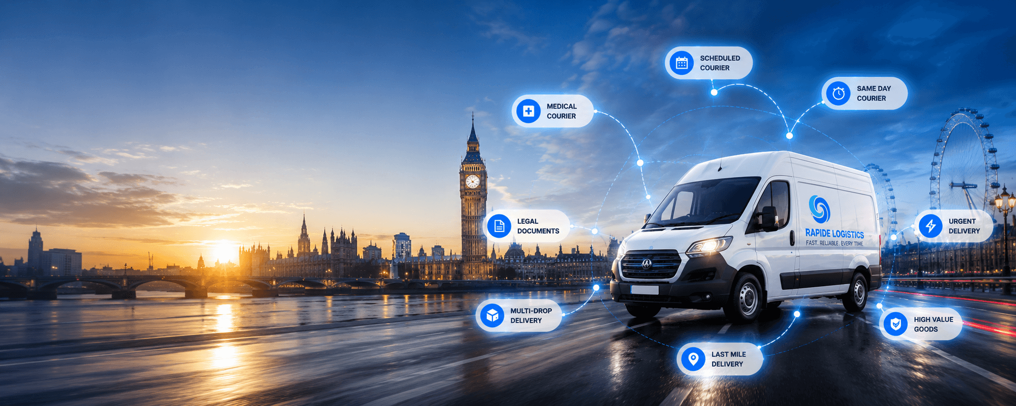 Rapide Logistics van with London courier services network